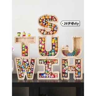 创意收纳字母相框迷你公仔收纳盒小摆件松松叠叠乐手办盲盒展示架