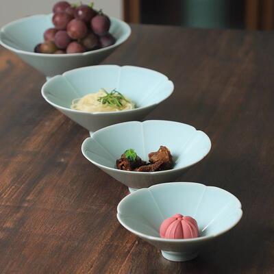 龙泉青瓷斗笠碗中式饭碗手工小吃碗仿宋纯色面碗家用宋风传统果盘