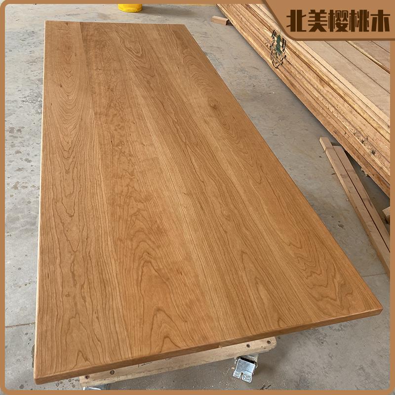 北美樱桃木桌面板定制原木电动升降桌板窗台板吧台面板实木置物板