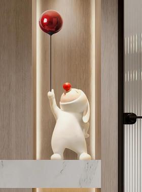 入户玄关创意摆件气球兔家居饰品高档轻奢电视柜两边装饰落地摆件