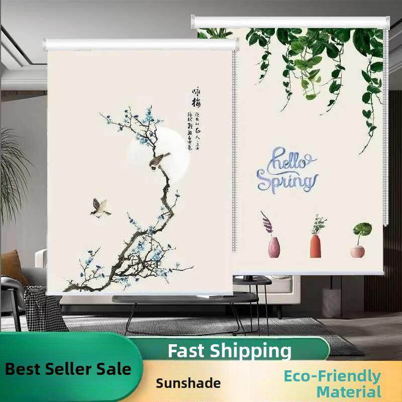 定制窗帘卷帘完全遮光穿孔安装厨房浴室卧室阳台办公室全屋拉式