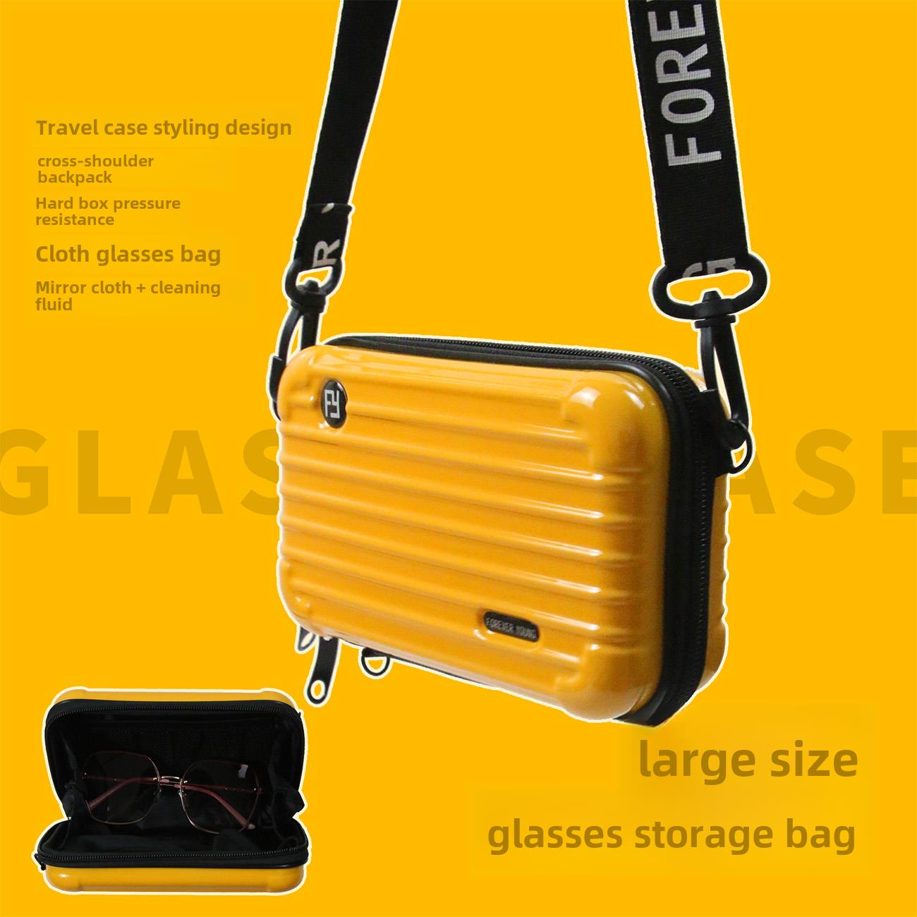 墨镜眼镜盒男女防压便携抗压镜盒大号挂包太阳镜收纳袋旅行箱风格