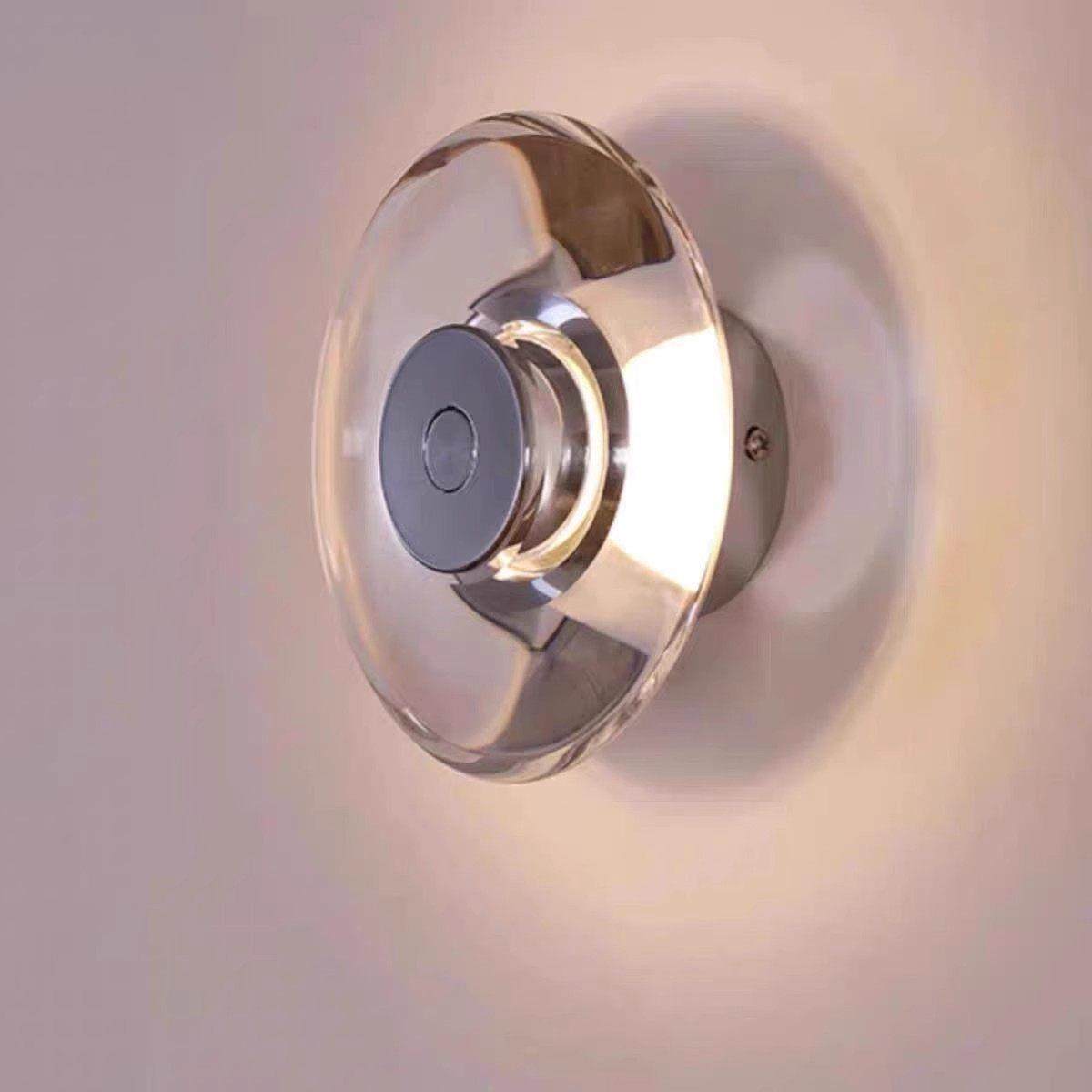 意式极简艺术灯圆形卧室水晶床头壁灯包豪斯现代走廊过道镜前灯具