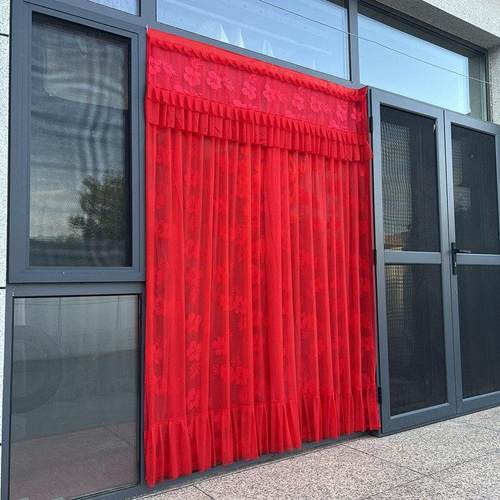 红色防蚊门帘大门门帘免打孔蕾丝门帘卧室隔断帘装饰帘四季通用款