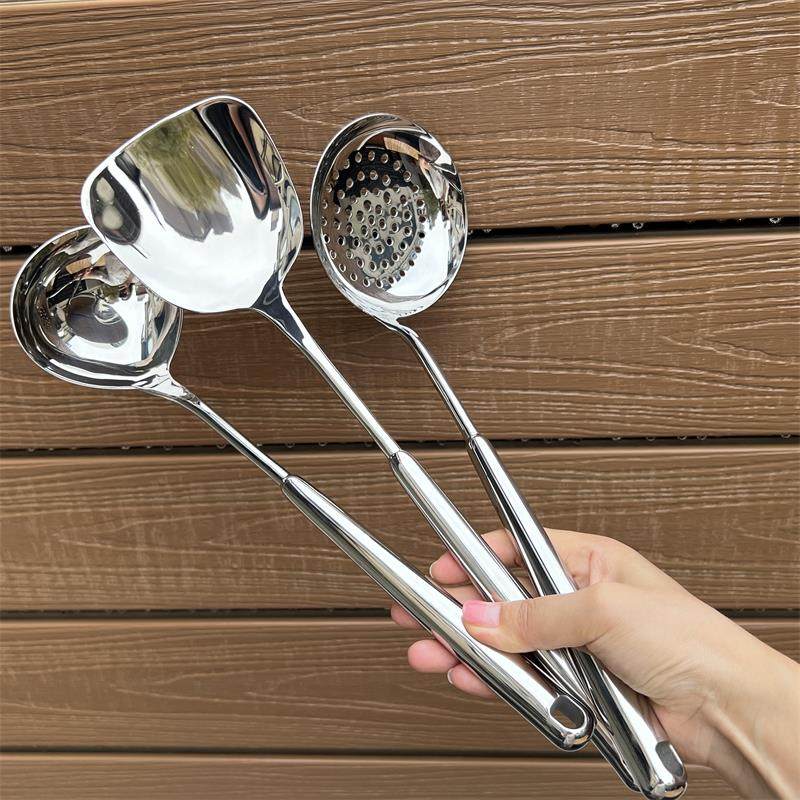 304不锈钢锅铲加厚烹饪铲锅铲家用厨房用具套装厨师专用汤勺滤锅