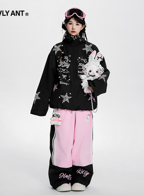 热恋小蚂蚁甜酷设计感Y2K星星专业滑雪服女小众双板防水防风加绒
