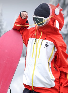 YEYEPOP爆柠锦鲤单板滑雪服外套硬壳3L专业防水雪地防雪外套秋冬