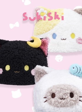 滑雪头盔帽套可爱滑雪帽子猫猫毛绒头盔外帽子户外装备滑雪头饰