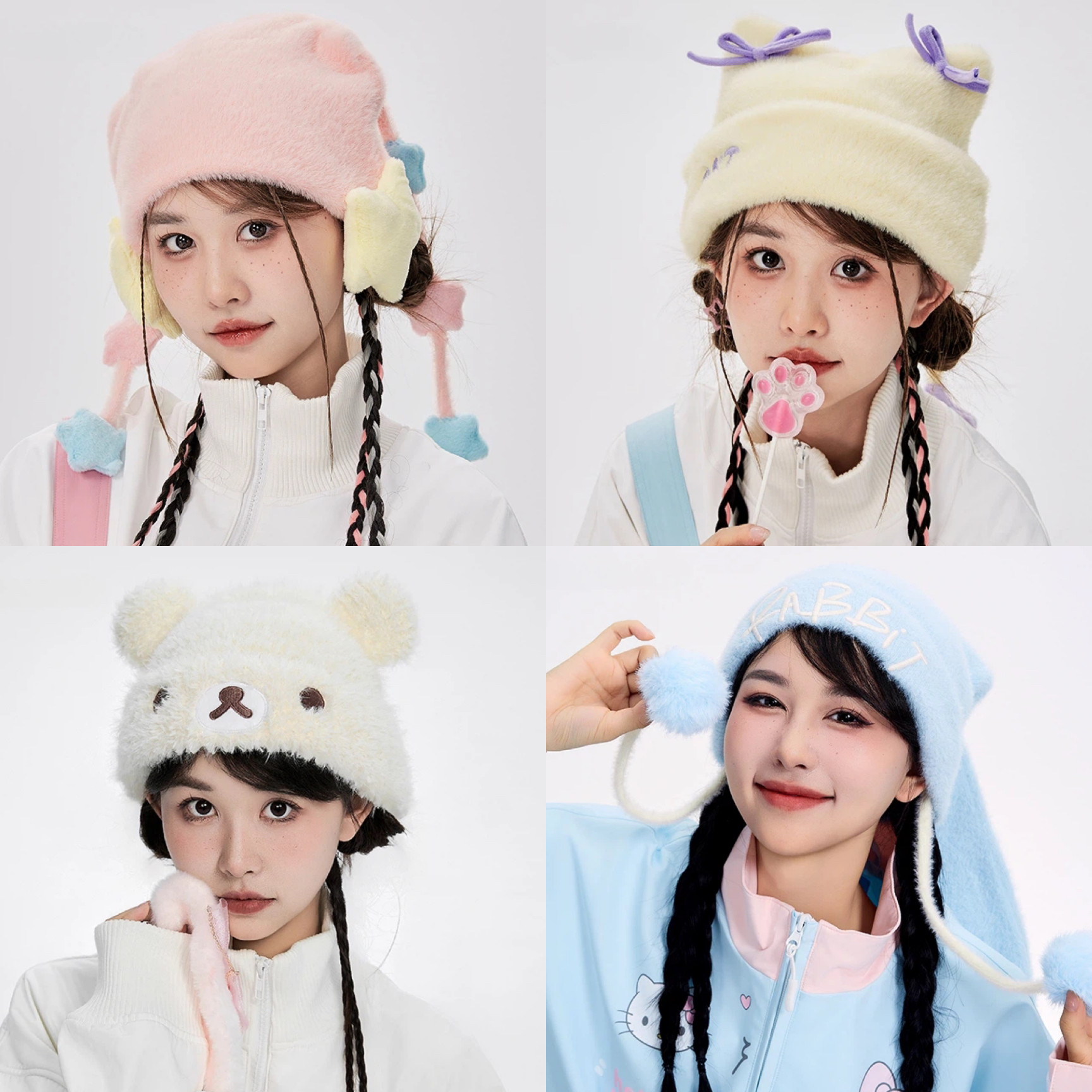 热恋小蚂蚁滑雪内盔帽子女毛绒帽