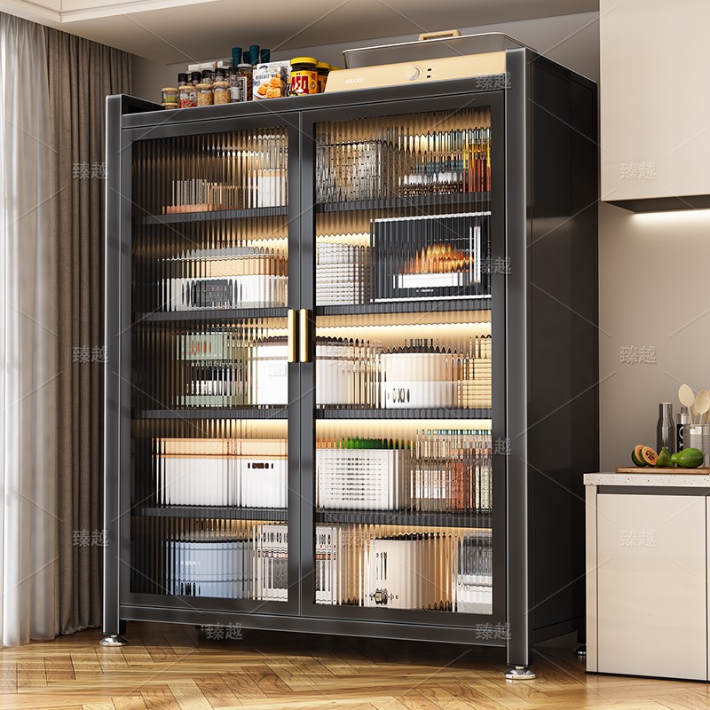 厨房微波炉置物架加宽大容v量柜子防水防尘多功能家用落地式置物