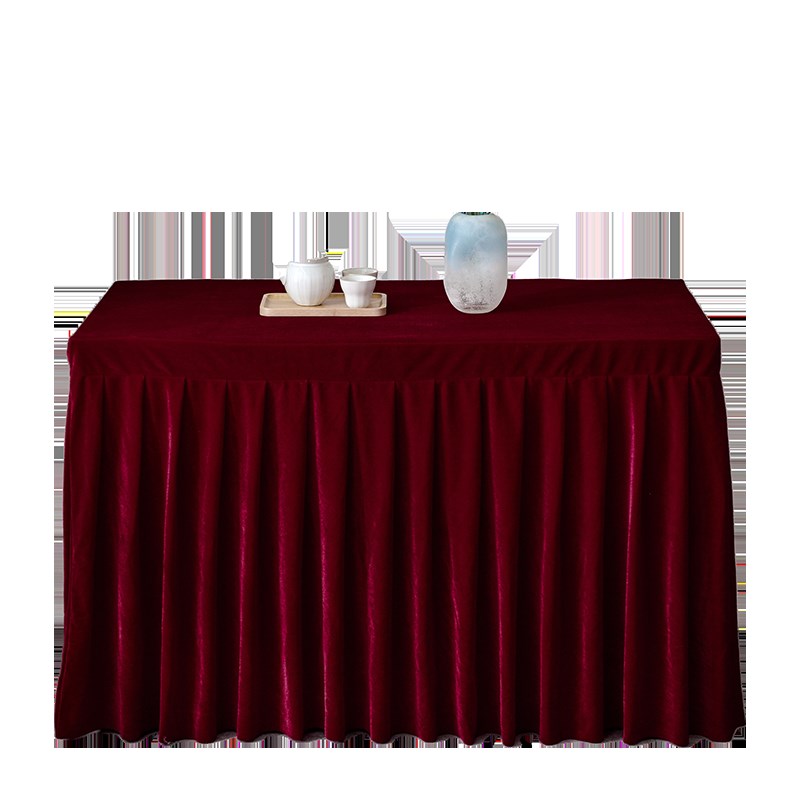 办公室金丝绒黑色会议桌布展会长方形台布轻奢R高级感定制绒布桌