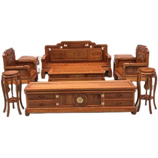 榆木实木沙发仿古老榆木冬夏两用客厅沙发组合三人位长椅实木沙发