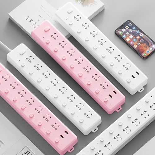 公正年8插位独立开l关插排圆孔多功能插座面板多孔接线板分控usb