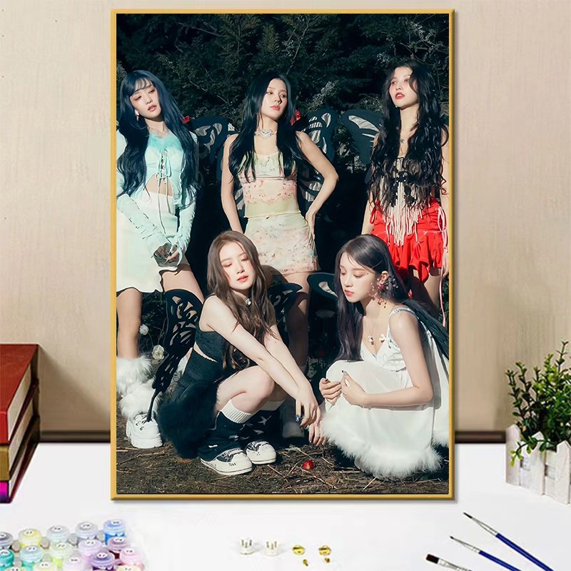(G)I-DlE女团全员人物diyA数字油画手绘填色涂鸦画送姐妹闺蜜礼物