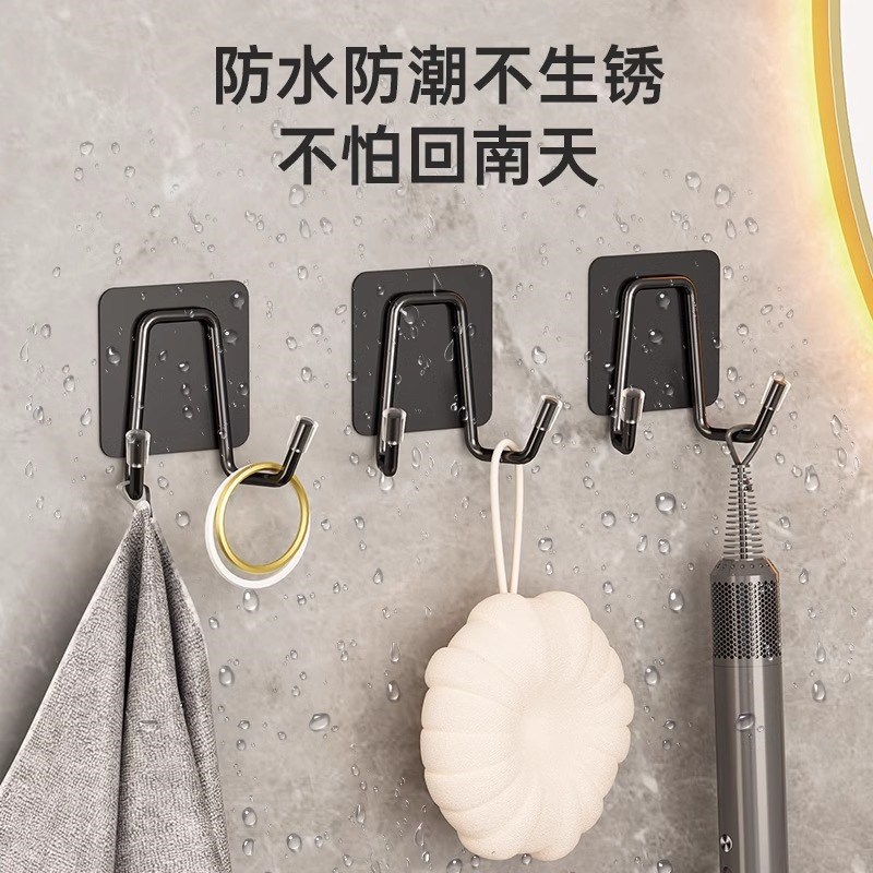 不锈钢挂钩强力粘胶厨房浴室墙上免打孔强力承重门后Y双钩粘钩钩
