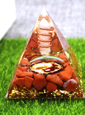 跨境热销时尚水晶金字塔装饰艺术树脂手工摆件办公室家居装饰品