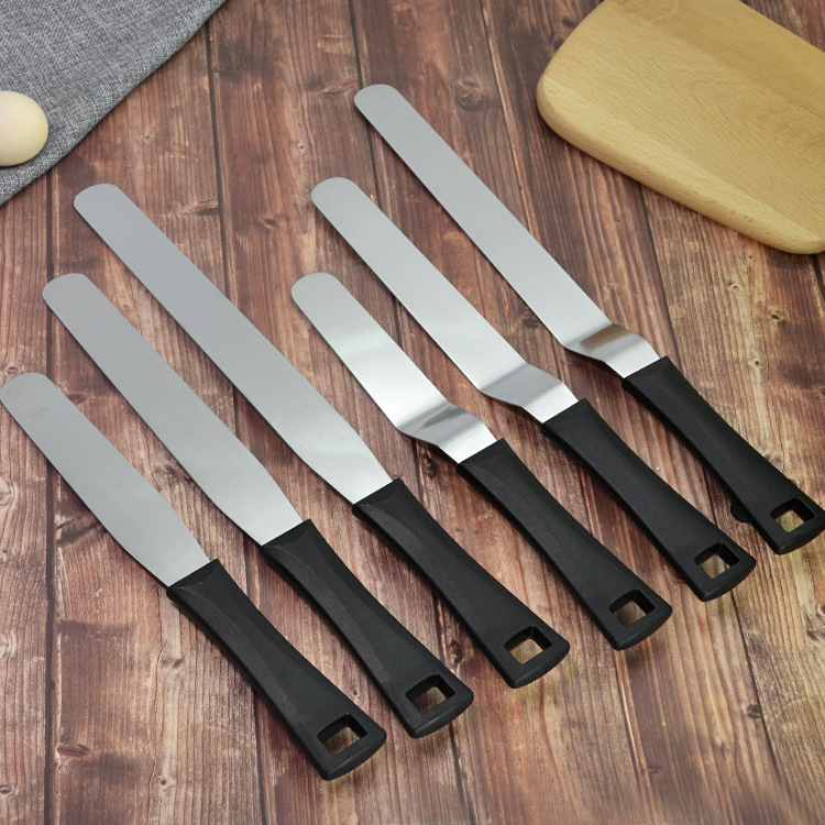 跨境供应 烘焙奶油刮刀直曲款 蛋糕裱花工具抹平刀不锈钢奶油