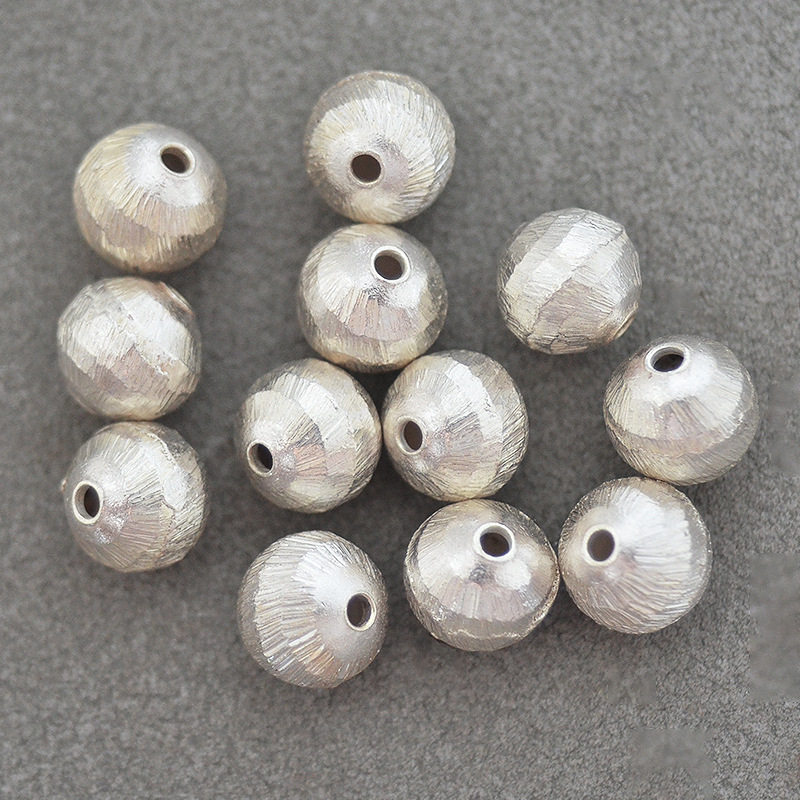 泰国手工银纯银光亮手串手链散珠隔珠配珠diy配件珠宝泰银