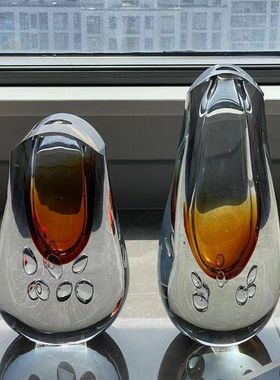 HJM-进口琉璃玻璃花客厅餐桌样板间轻奢手工花器插花装饰品摆件