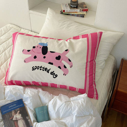 2024新款全棉数码印花枕套 48x74cm枕套一只 爱心狗