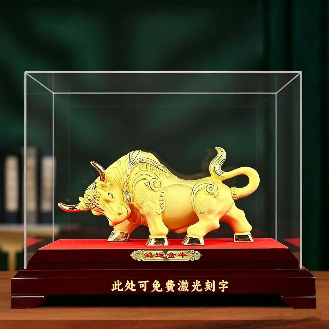 绒沙金牛摆件招财生肖牛华尔街牛客厅公司桌办公室桌开业装饰礼品
