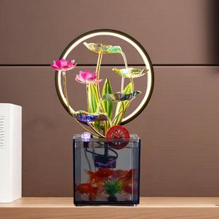 流水摆件循环水景观桌面电养鱼解压放松视柜招财乔迁玄关客厅礼品