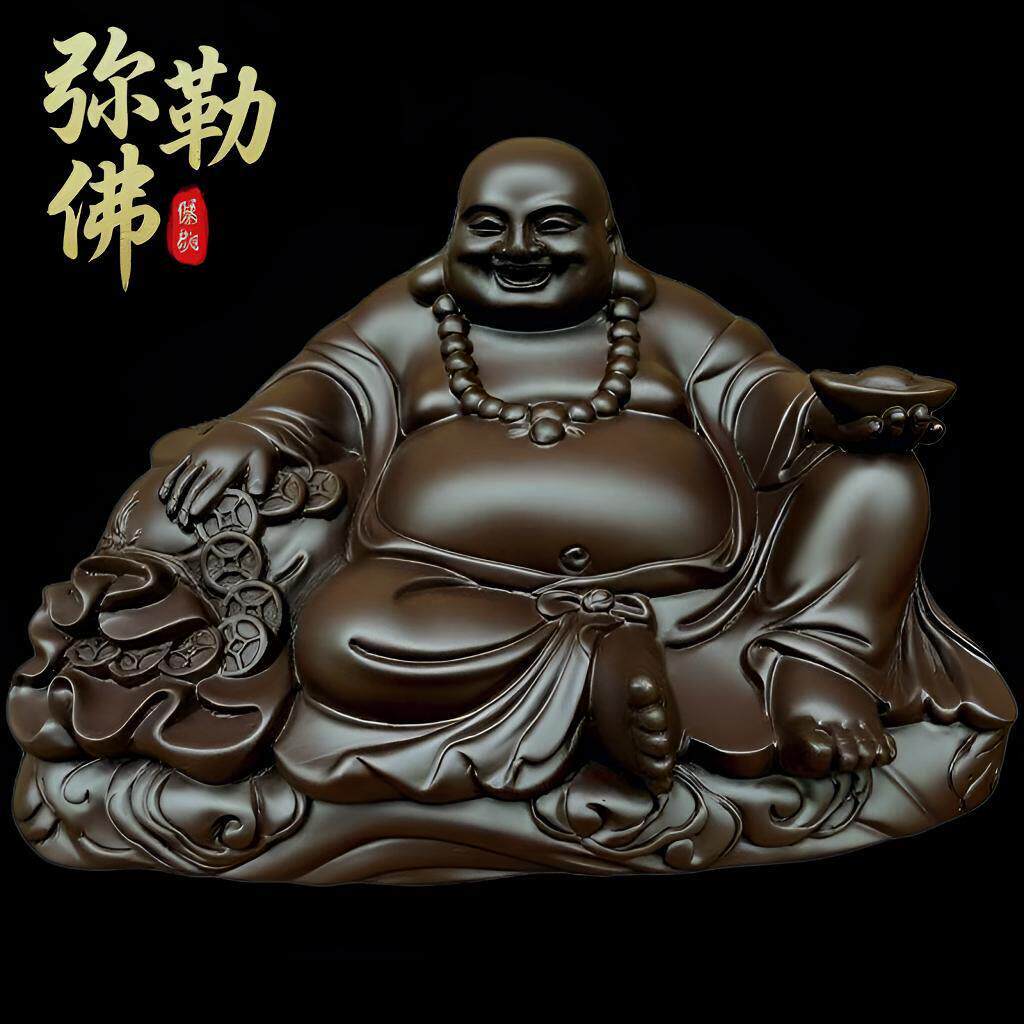 卧影大肚弥勒佛茶宠中式桌面茶宠招财工艺品摆饰笑佛弥勒佛佛像