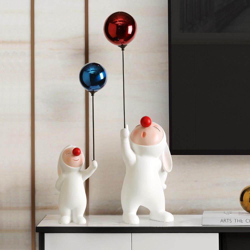 创意气球兔子电视柜旁两边摆件客厅玄关家居装饰品家里摆设高级感