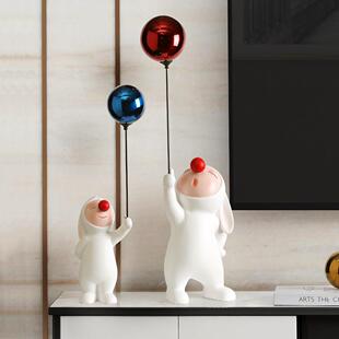 创意气球兔子电视柜旁两边摆件客厅玄关家居装饰品家里摆设高级感