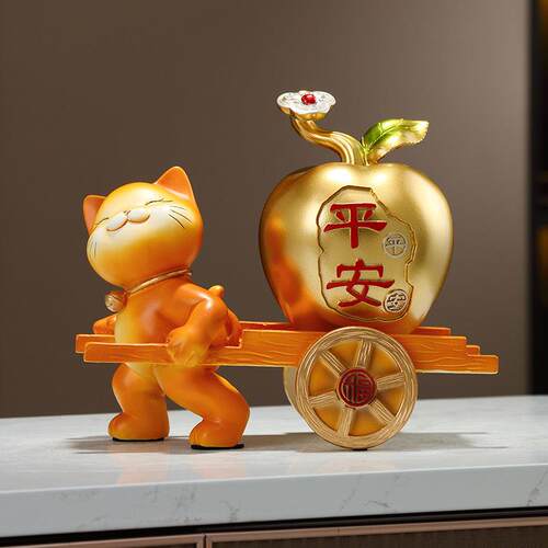 创意元宝招财猫摆件桌面装饰入户客厅电视柜开业前台乔迁新居礼物