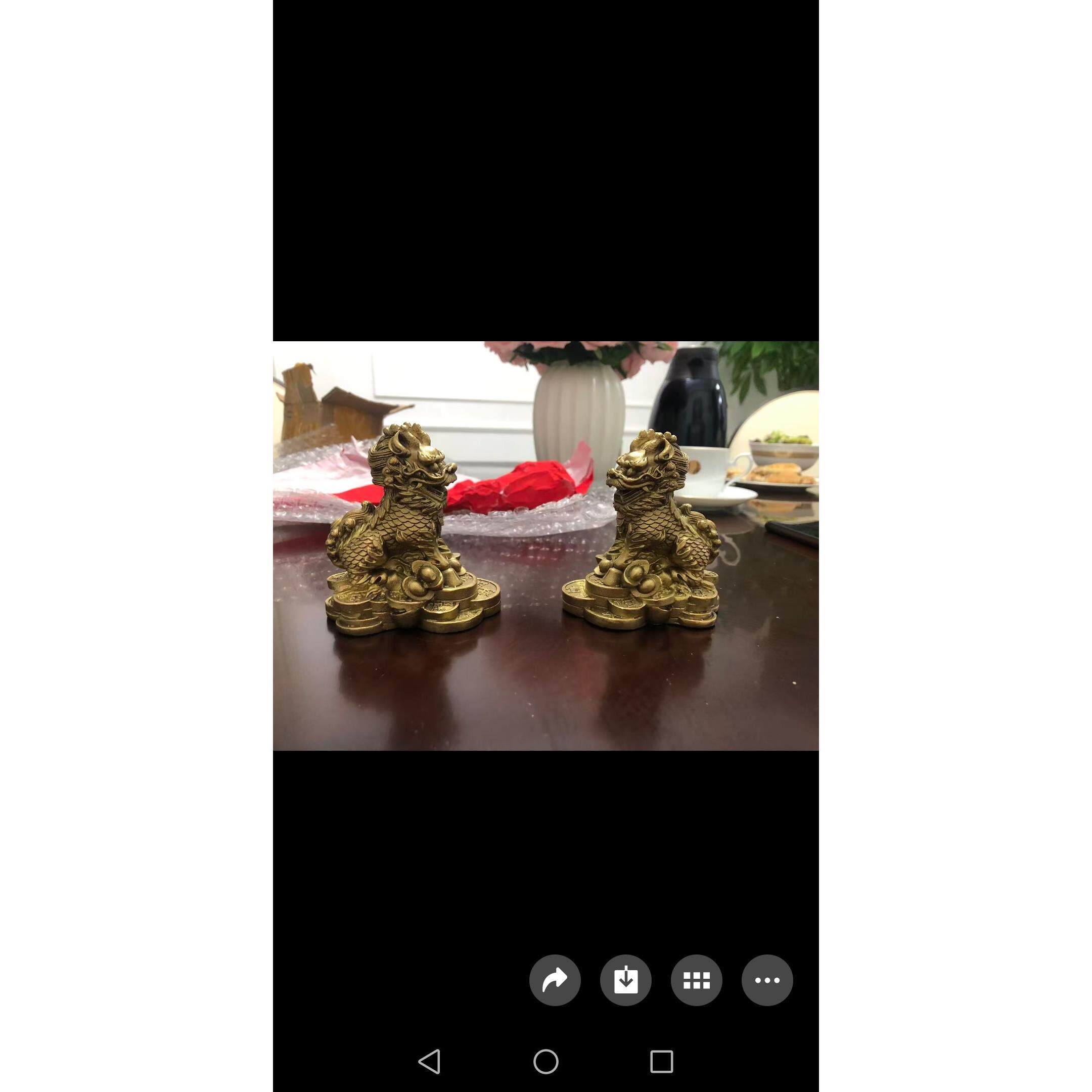 纯铜麒麟摆件镇宅一对公母麒麟家居玄关办公室工艺礼品摆饰大号瑞