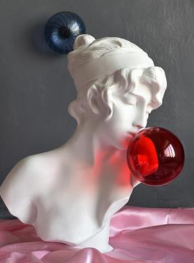 吹红泡泡女孩雕像人物雕塑轻奢艺术创意客厅样板间玄关装饰品摆件