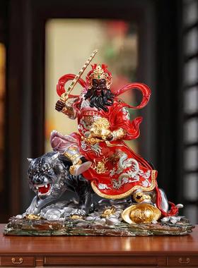 台湾纯铜赵公明造像祭拜店吴财神赵公明财神骑虎造像吸财饰品