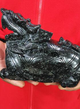 天然独山玉龙龟摆件子母龙龟现代家居客厅电视柜简约摆放朋友礼物