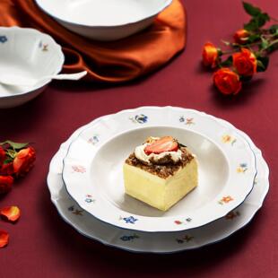 seltmann德国硬质细瓷碗碟餐咖啡杯碟餐盘套装家用欧式蓝彩小花