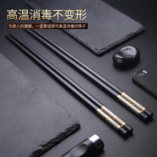 合金筷子家用高档抗菌防霉新款 轻奢尖头长快子耐高温 套装 10双中式