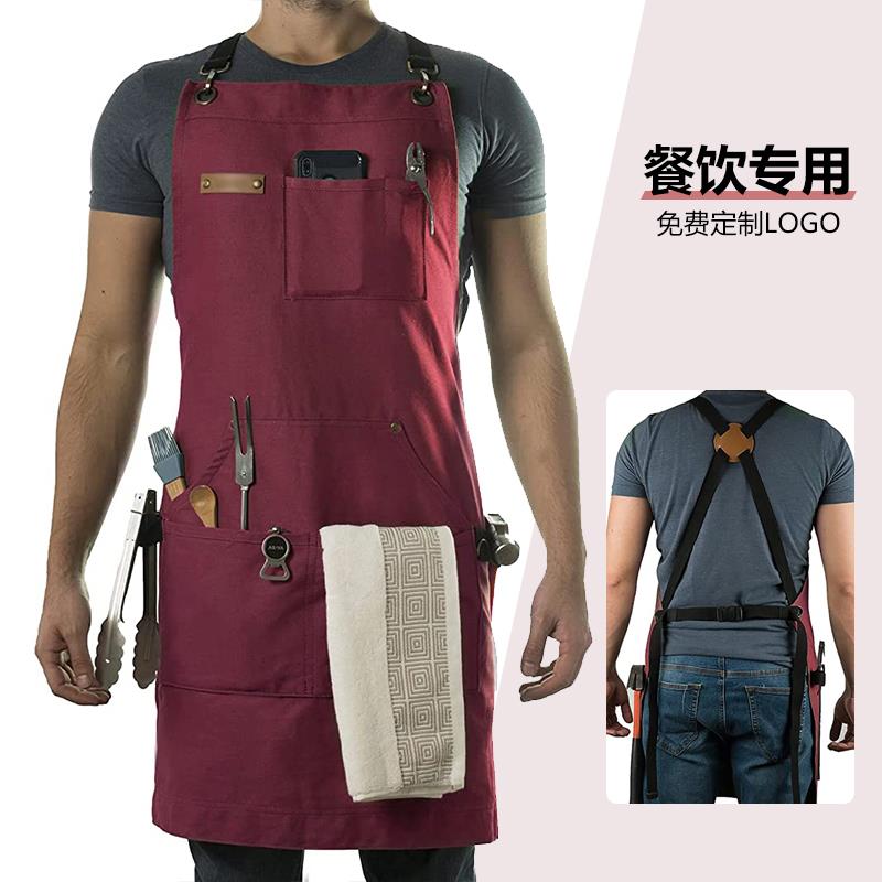 户外夜市餐饮耐磨工作服男女时尚咖啡师理发店画画围裙定制印logo