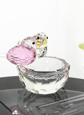 外贸萌鸟巢小饰品客厅入口粉色鸟饰品格纹儿童房装饰饰品