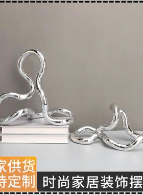 现代简约电镀莫比环艺术摆件客厅茶几电视柜样板间桌面家居装饰品
