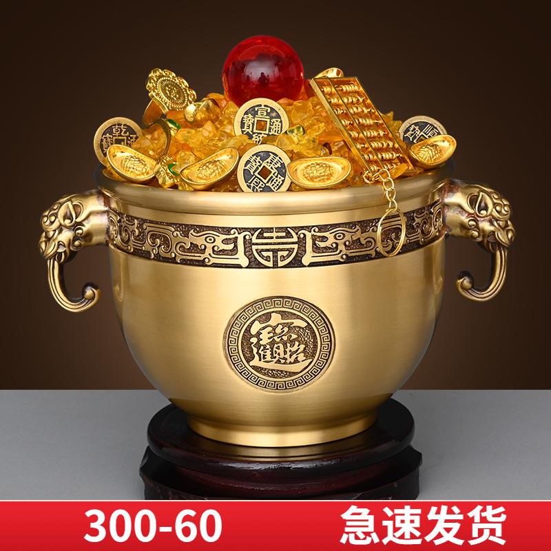 黄铜象鼻缸摆件财缸家用客厅聚宝盆铜米缸存钱罐铜百福缸招聚米缸