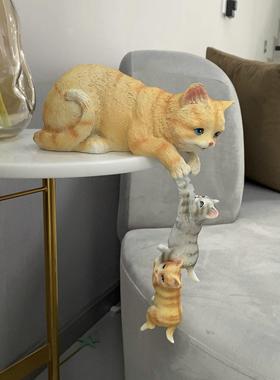 创意猫咪摆件配饰家居饰品房间个性装饰品彷真动物软装摆设礼物