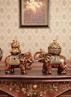 欧式招财大象一对创意客厅玄关电视柜酒柜工艺摆设家居装饰品摆件