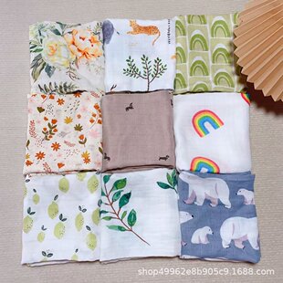 60*60cm儿童加大三角巾 宝宝大方巾双层纱布小围巾领巾头巾盖肚巾