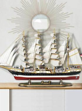 船模型摆件一帆风顺帆船摆件精品帕萨特号80cm仿真实木工艺船地中