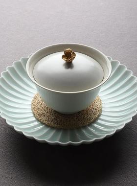 薛学文茶具陶瓷干泡壶程永正菊花瓣盘茶架干泡桌紫砂茶具茶具呈樱