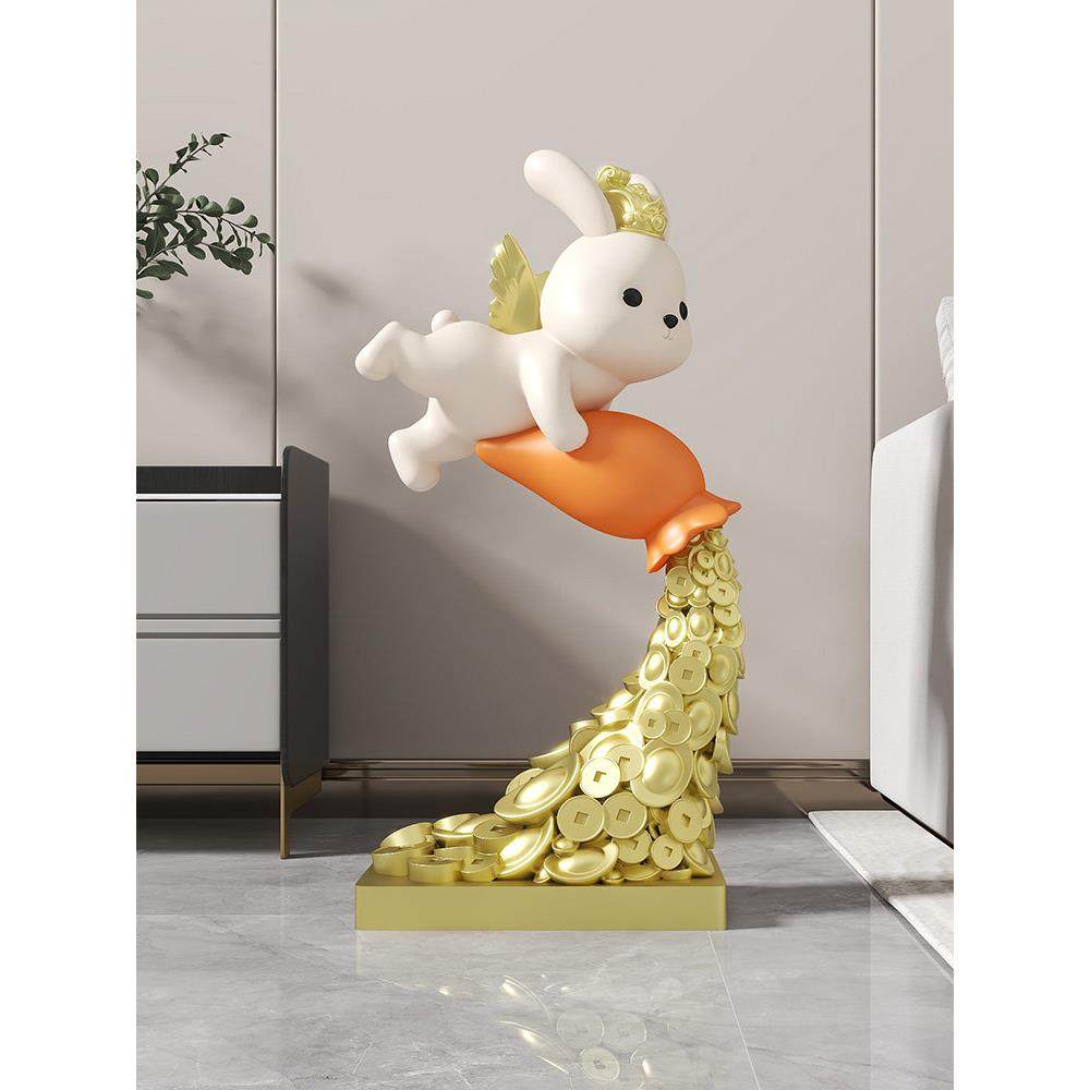 暴富兔子落地摆件客厅大型装饰品乔迁店铺开业招财礼物公司办公室,家居饰品,装饰摆件,淘宝优惠券,粉丝福利购,淘宝优惠卷