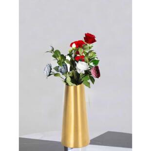 不锈钢花瓶轻奢小号金属台面花器插花斜口极简客厅摆件酒店样板房