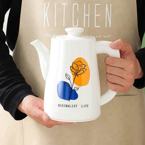 单壶水杯水壶冷水壶凉水瓷器简约北欧耐高温家用餐厅大容量泡茶壶