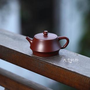 宜兴纯全手工紫砂壶紫朱泥大红袍球孔小容量柱础壶汉瓦壶家用茶壶