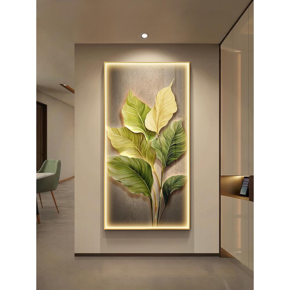 家大业大入户正对门挂画玄关装饰画现代轻奢走廊过道壁画灯高级感